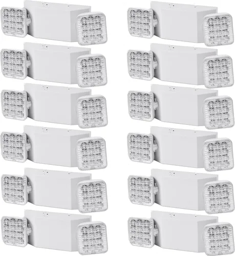 Miniatura 10 de Luces de emergencia LED con respaldo de batería, luz de emergencia comercial ajustable con 2 lámparas LED, luz de emergencia blanca para negocios