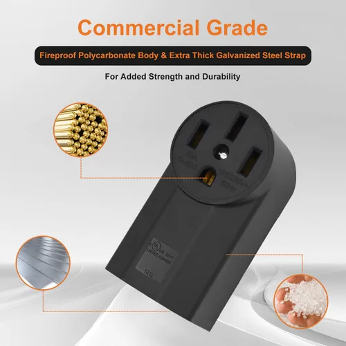 Miniatura 3 de Micmi NEMA 6-30R Receptáculo de alimentación de 2 polos y 3 cables de montaje en superficie, grado industrial 30A 125/250 V, certificación UL, negro
