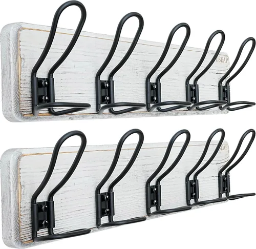 Miniatura 18 de Dseap Perchero de Pared Montado - Perchero Resistente de Granja Rústico de Pared con 5 Ganchos de Alambre para Ropa, Sombrero, Chaqueta, Toalla
