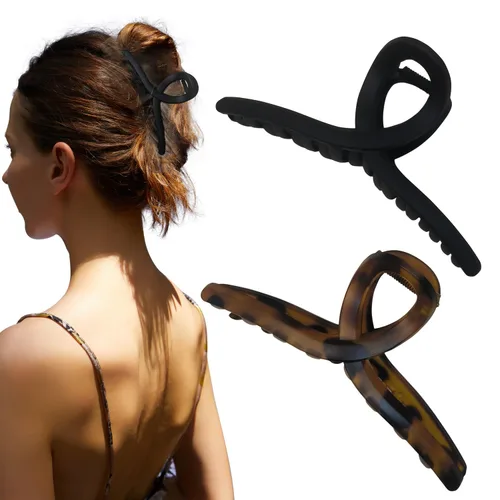 Miniatura 20 de Pinzas para el cabello de 4.3 pulgadas, grandes, antideslizantes, grandes mate, clip de mariposa para cabello fino y grueso, paquete de 4 4
