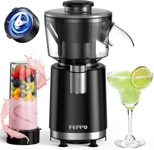 FEPPO Máquina de cono de nieve y licuadora de batidos 2 en 1, potente máquina de hielo afeitado de 700 W, máquina de granizado de margarita
