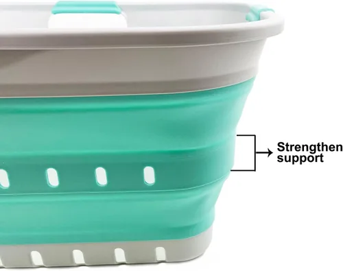 Miniatura 5 de SAMMART Cesta plegable de plástico para la ropa sucia de 42 litros (11 galones) - Contenedor/organizador plegable - Tina de lavado portátil - Cesta