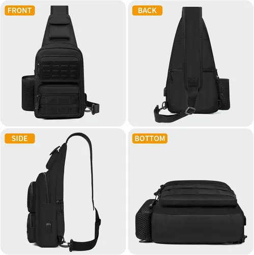 Miniatura 21 de BAIGIO Tactical EDC Sling Bag Militar Una Correa Hombro Mochila Molle Range Bolsas Paquete de Pecho, #01-verde militar, Pequeño, Bolso táctico