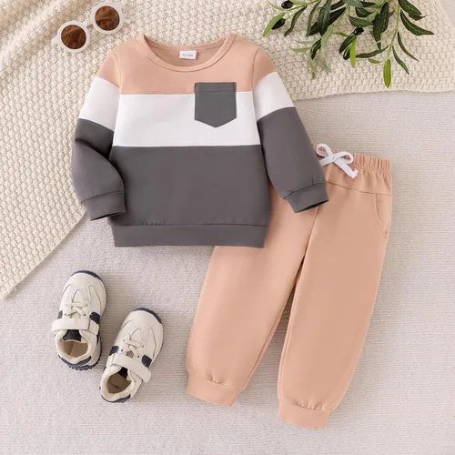 Miniatura 38 de Ropa de otoño e invierno para bebé, trajes de niño pequeño, sudadera de manga larga, sudadera de retazos y pantalones, 2 piezas, 12 meses a 5 años