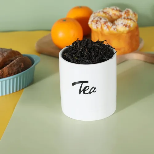 Miniatura 7 de LEETOYI Contenedores de almacenamiento de alimentos de porcelana con tapa, diseño de tamaño pequeño y ahorra espacio, 4.5 pulgadas, color blanco, té