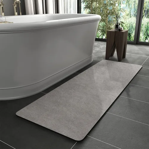 Miniatura 16 de MontVoo -Tapete de baño-Alfombras de baño delgadas antideslizantes para debajo de la puerta- Superficie de gamuza sintética absorbente, de secado