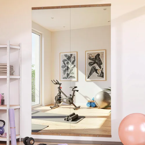 Miniatura 53 de Hasipu 3 piezas de espejos para gimnasio en casa de 48''x24'', espejos grandes de cuerpo entero montados en la pared para yoga, baile, fitness