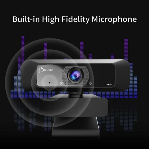 Miniatura 6 de j5create Cámara web de transmisión USB - 1080P HD con rotación de 360°, micrófono de alta fidelidad, Plug and Play para PC/Mac/computadora