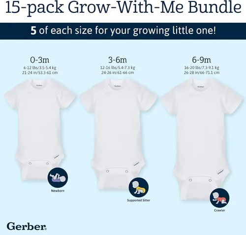 Miniatura 7 de Gerber Unisex Baby 15 Piece Onesies Bodysuit Multi Size Pack