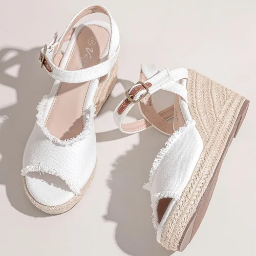 Miniatura 9 de Vepose Sandalias de cuña 80 alpargatas para mujer, sandalias de plataforma de tacón alto y hebilla de tobillo