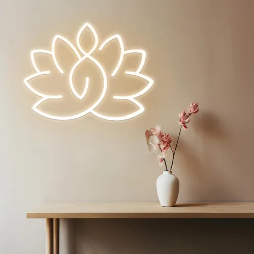 Miniatura 3 de Letrero de neón de meditación de Lotus – Decoración de sala de yoga cálida y brillante, arte de pared Zen para el hogar y espacio espiritual, arte