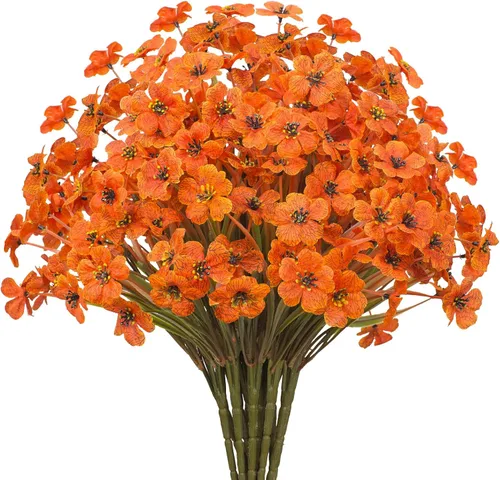 Miniatura 8 de 15 paquetes de flores artificiales resistentes a los rayos UV para exteriores, plantas sin decoloración, arbustos de plástico sintético, flores