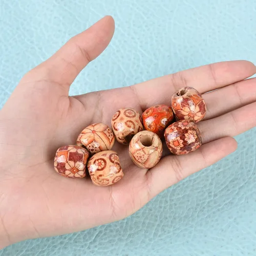 Miniatura 4 de Housweety cuentas espaciadoras de madera de percusión, pintadas, mezcladas, 100 unidades de 17 x 16 mm + brazalete gratis