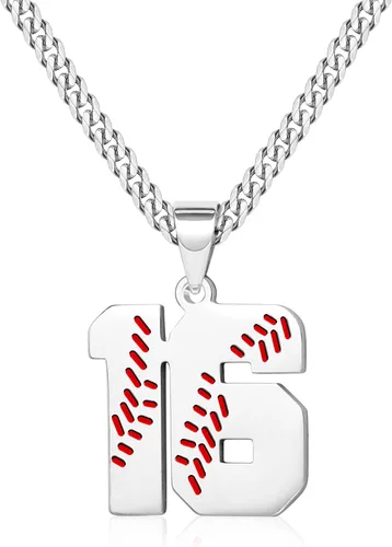 Miniatura 72 de Btysun Collares de béisbol de béisbol número 0-99 dijes de acero inoxidable para hombres, regalos de béisbol, papá, marido, regalo de Navidad