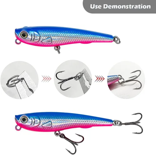 Miniatura 6 de Kit de ganchos agudos de pesca, ganchos de acero de alto carbono de gran tamaño, 3 ganchos curvados redondos fuertes y afilados con anillos