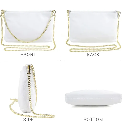 Miniatura 2 de Dasein Bolso italiano de cuero genuino para mujer, bolso de noche de embrague, correa de cadena dorada, bolso cruzado