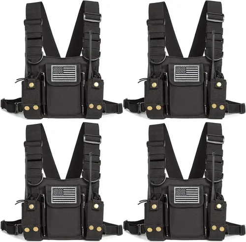 Miniatura 9 de Funda de hombro de radio para arnés de pecho, chaleco para radio bidireccional, bolsa frontal para walkie talkie con bolsas frontales para Kenwood