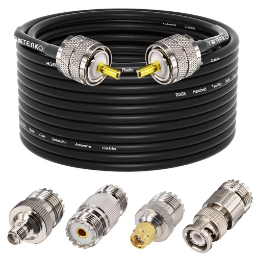 Miniatura 32 de Cable de puente PL259 de 1 pie - Cable coaxial RG58 de 15 pulgadas corto 50 ohmios coaxial para medidor SWR radio de radioaficionado radio CB