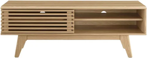 Miniatura 6 de Mueble para televisor de 48 pulgadas Modway Render, de estilo moderno de mediados de siglo con perfil bajo, color roble