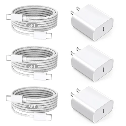 Miniatura 8 de 【Certificado Apple MFi】Cargador Rápido iPhone, Cable de Carga Rápida i Phone Paquete de 3 Cargador iPhone Bloque de Enchufe de Carga Rápida Cable