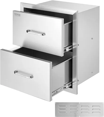 Miniatura 17 de VEVOR Cajones de cocina para exteriores de 14 x 20.3 pulgadas, cajones triples de montaje empotrado, 14 pulgadas de ancho x 20.3 pulgadas de alto x