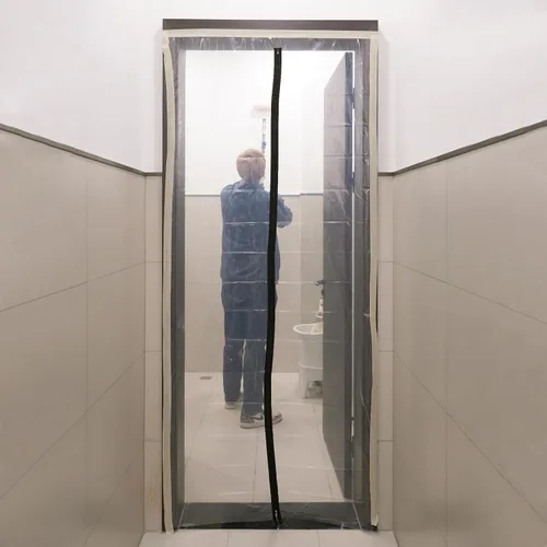 Miniatura 7 de ROLLINGDOG Barrera contra el polvo de la puerta con cremallera – Cubierta de puerta de plástico con cremallera para pared y habitación Protección