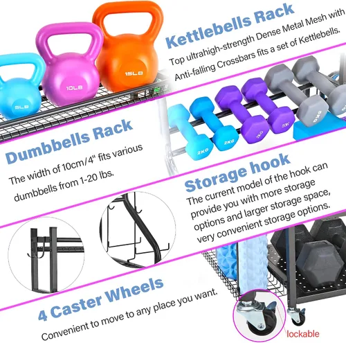 Miniatura 4 de Estante para mancuernas, estante de almacenamiento para esterilla de yoga, estante de peso para mancuernas, estante de almacenamiento de gimnasio