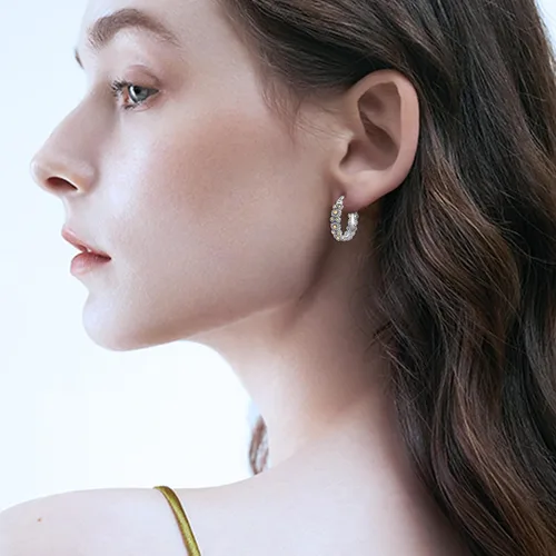 Miniatura 2 de POPLYKE Aretes de plata de ley con diseño de flores, pequeños aretes tipo huggie, regalo de joyería para mujer