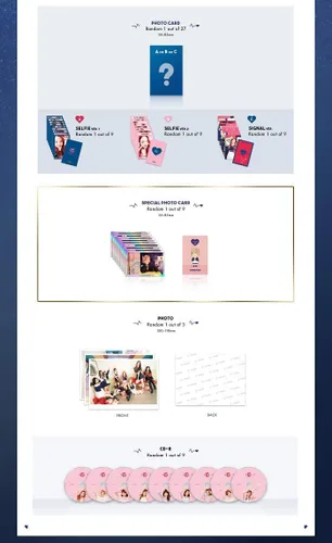 Miniatura 3 de JYP Entertainment Twice - Signal [C ver.] (4º Mini álbum) CD+88p Photobook+1Photocard+1Photocard+1 Foto Especial+1 Foto+Juego de tarjetas de fotos