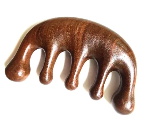 Miniatura 9 de Peine de madera para masaje Gua Sha, peine de dientes anchos para cuero cabelludo, facial, masaje corporal, masajeador de sándalo natural