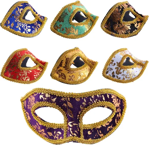 Miniatura 8 de Youthful 14 máscaras retro unisex, máscaras de media cara, máscaras para fiesta, máscaras venecianas vintage, máscaras de baile de graduación