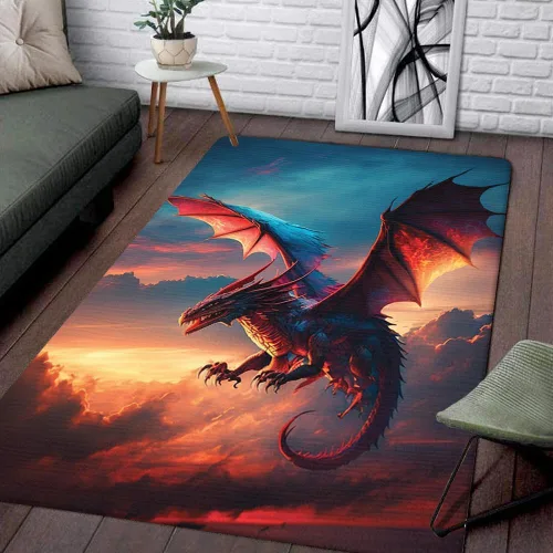 Miniatura 7 de Alfombra de dragón rojo malvado, alfombra de dragón rojo malvado, alfombra de dragón de 8 x 10 pies, alfombra de área de dragón para sala de estar