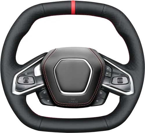 Miniatura 18 de MEWANT Funda para volante de automóvil de piel auténtica y gamuza cosida a mano para Chevrolet Stingray Z06 Corvette (C8) 2020-2022