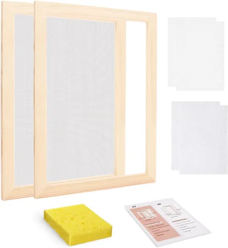 Worown Kit de pantalla para hacer papel de madera A4, marcos de fabricación de papel, molde y cubierta para manualidades de papel de bricolaje (12 x
