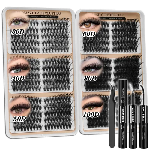 Miniatura 9 de Kit de racimos de pestañas, kit de extensión de pestañas 100D, pestañas individuales puntiagudas de 0.47 a 0.78 pulgadas, extensión de pestañas