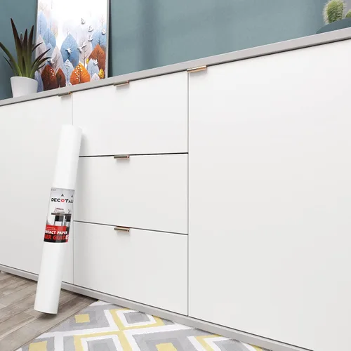 Decotalk Papel tapiz de 12 x 200 pulgadas, tipo despegar y pegar, blanco, adhesivo, para armarios o paredes, se puede retirar, de vinilo, mate,