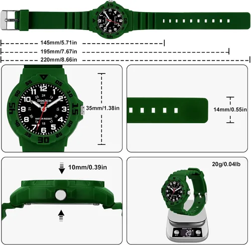 Miniatura 2 de Reloj analógico para niños, resistente al agua, para enseñar el tiempo, para niños y niñas, correa suave para aprender