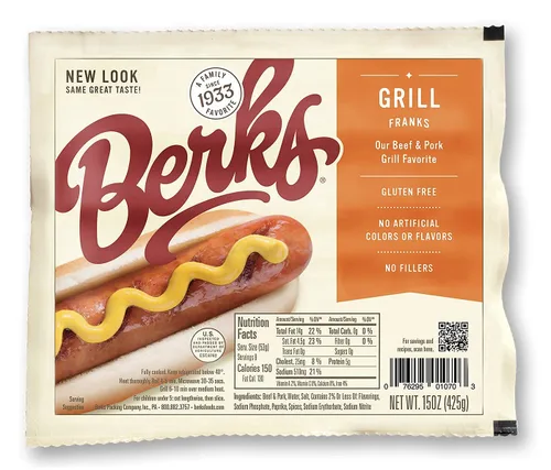 Miniatura 3 de Berks Perros calientes a la parrilla de carne y cerdo, 8 por paquete (paquete de 6), sin gluten