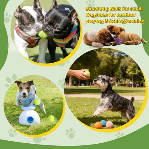 Miniatura 5 de Paquete de 20 pelotas de tenis para perros, pelota de juguete para perros de 2 pulgadas con bolsa de malla, pelotas de tenis pequeñas para mascotas
