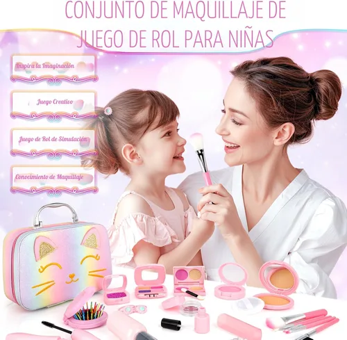 Miniatura 6 de Maquillaje de simulación para niños pequeños, juego de maquillaje de juguete para niños de 3 a 5 años, kit de maquillaje de juguete para niños