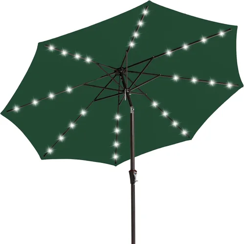 Miniatura 25 de JEAREY Sombrilla de exterior de 9 pies con luces solares, sombrilla de piscina con luz LED, inclinación y manivela, sombrillas de mesa para terraza