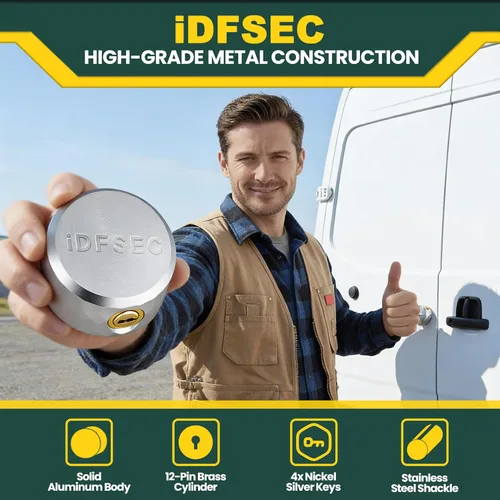Miniatura 4 de Candado de disco de aluminio resistente, candado de alta seguridad con grillete oculto para remolques, camiones, furgonetas, contenedores