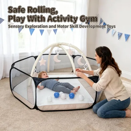 Miniatura 5 de STARBOLO Tienda de campaña para niños con pelotas, plegable para niños pequeños, piscina de pelotas, valla de gateo para interiores y exteriores