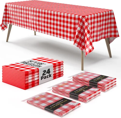 Miniatura 15 de Exquisite Cubierta de Mesa para Picnic - Paquete de 6 Manteles Premium Rectangulares de Plástico - Cubierta de Mesa para BBQ a Cuadros Negro