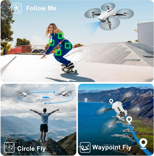 Miniatura 3 de Drone GPS con cámara para adultos, 2K HD FPV Drone con retorno automático, sígueme, vuelo circular, vuelo de punto de referencia, vuelo estable