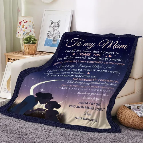 Miniatura 2 de Manta de hija con texto en inglés «To My Mom», regalos significativos para mamá de 60 x 50 pulgadas, mantas de forro polar, regalos de cumpleaños
