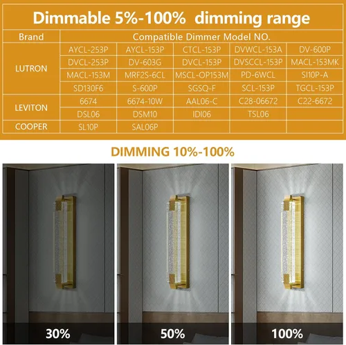 Miniatura 7 de Moderno aplique de pared de cristal con burbujas de cristal para baño, 23.03 pulgadas, luces LED doradas de tocador para baño, pasillo, dormitorio