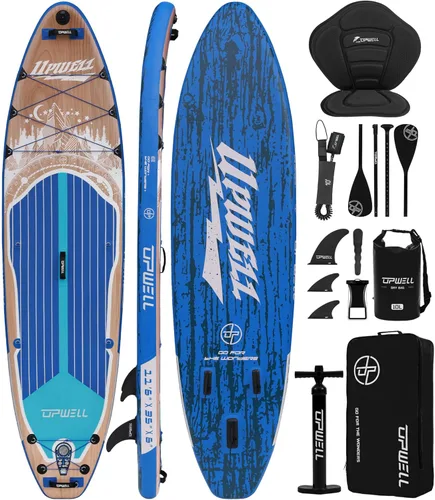 Miniatura 22 de UPWELL Tabla de Paddle Inflable de 10'6"/11'/11'6", Stand Up Paddleboard para Jóvenes y Adultos, Diseño Estable, Accesorios Premium de SUP, Mochila