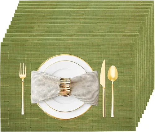 Miniatura 15 de Juego de 12 manteles individuales lavables y limpiables para mesa de comedor, cocina, interior y exterior, manteles individuales resistentes al