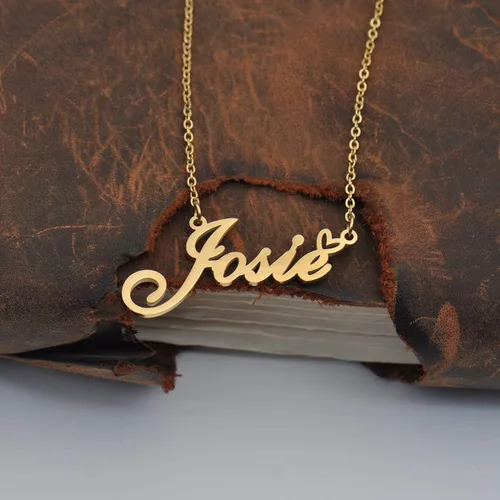 Miniatura 3 de Aoloshow Collar con nombre de oro, dije de corazón, joyería personalizada para mujeres, adolescentes y niñas, regalo de graduación, Metal, Acero